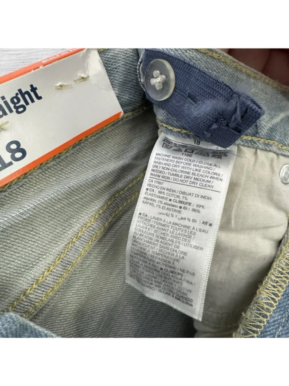Old Navy Boys 18 Straight Built-In Flex Distressed Jeans Adjustable Waist NWT